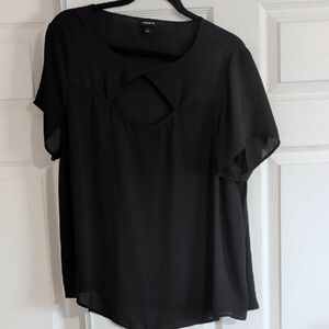 torrid Black Chiffon Keyhole Flutter Sleeve Blouse